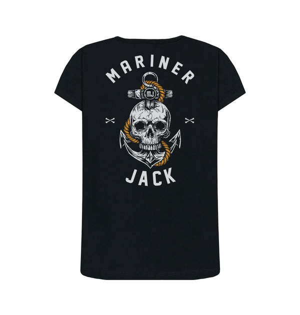 Black Mariner Jack: Womens Skull & Anchor Back Print: 3 Colours