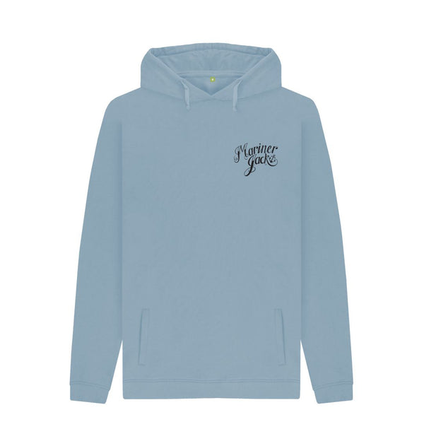 Stone Blue Mariner Jack: Mens Black Logo Organic Hoodie: 3 Colours