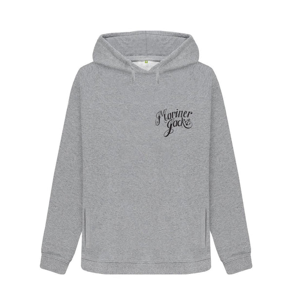 Light Heather Mariner Jack: Women's Black Logo Hoodie: 2 Colours