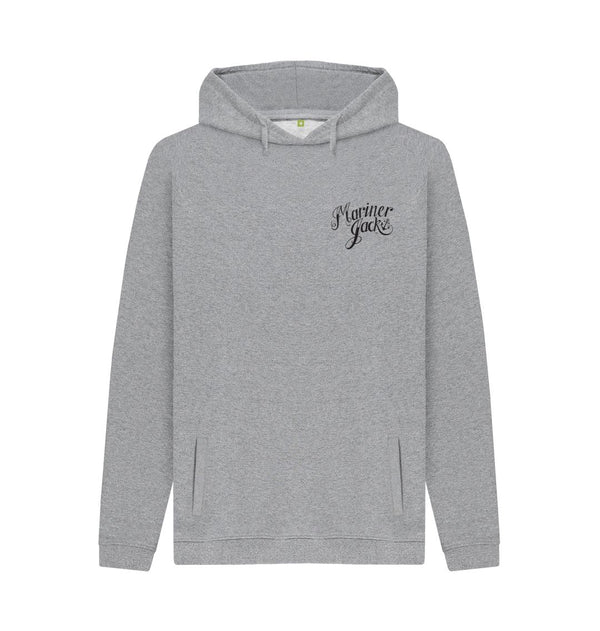 Light Heather Mariner Jack: Mens Black Logo Organic Hoodie: 3 Colours