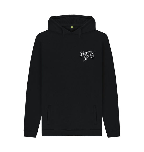 Black Mariner Jack: Mens White Logo Organic Hoodie: 3 Colours