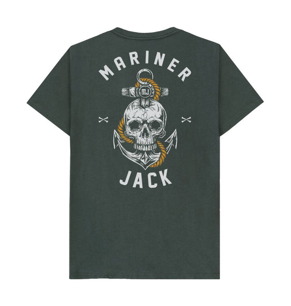 Dark Grey Mariner Jack: Mens Skull & Anchor Back Print: 5 Colours
