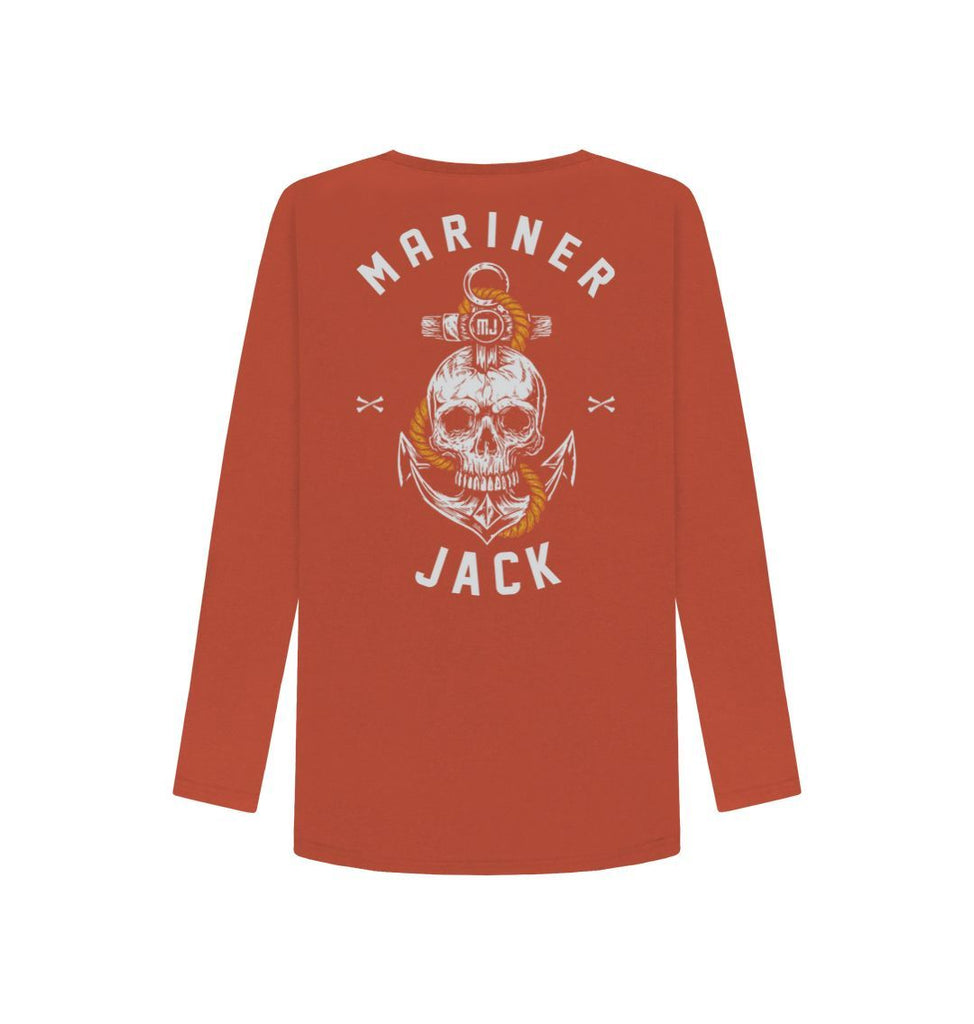 Rust Mariner Jack: Womens Skull & Anchor Long Sleeve Back Print: 3 Colours