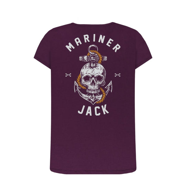 Purple Mariner Jack: Womens Skull & Anchor Back Print: 3 Colours