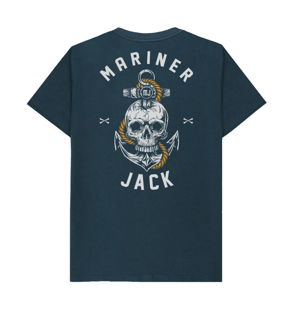 Denim Blue Mariner Jack: Mens Skull & Anchor Back Print: 5 Colours